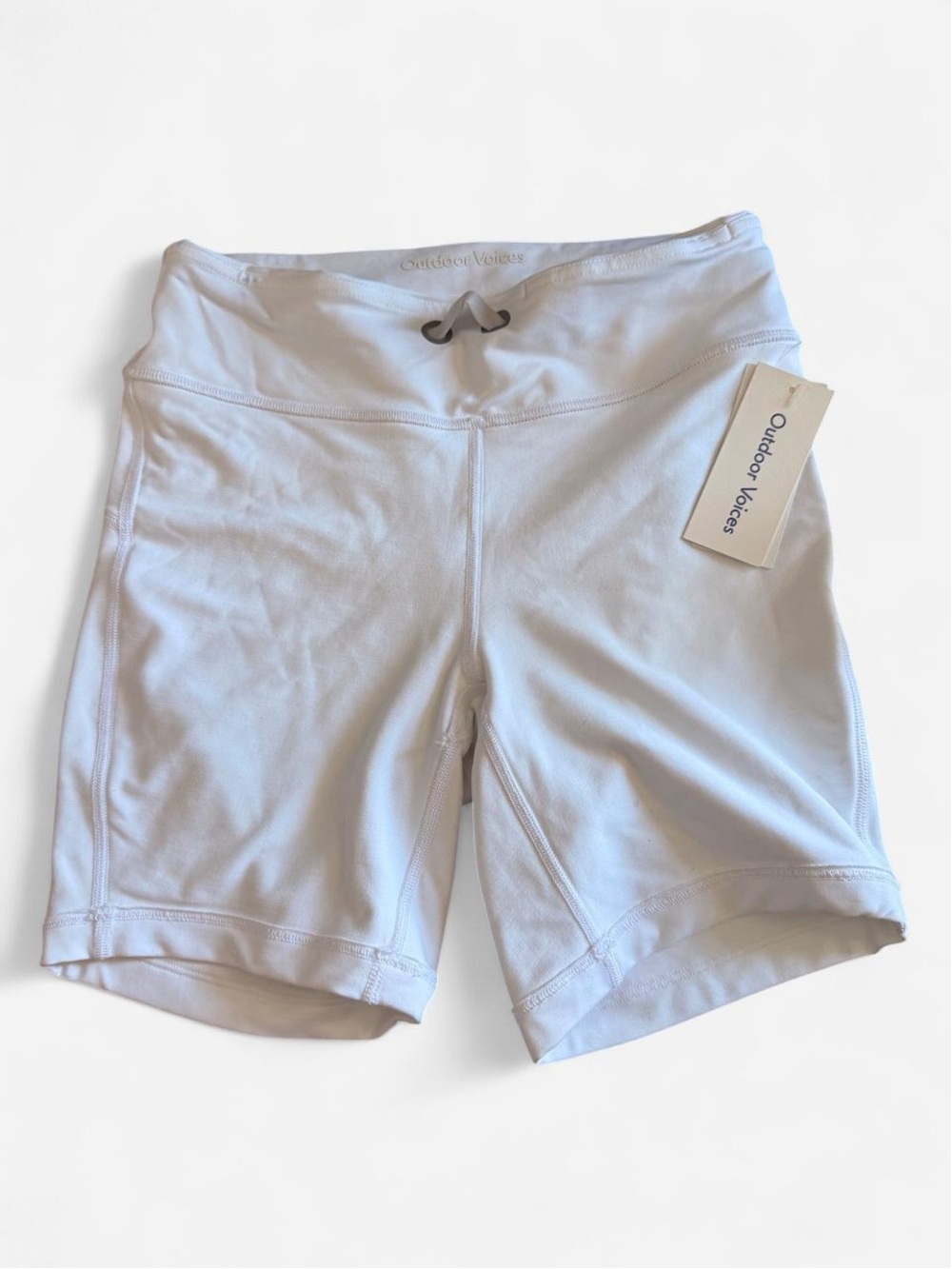 Outdoor Voices White Women's Bike Shorts with Drawstring Waist